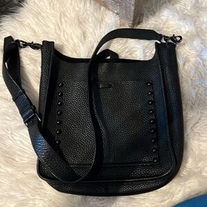 Black, genuine, leather, Rebecca Minkoff side satchel